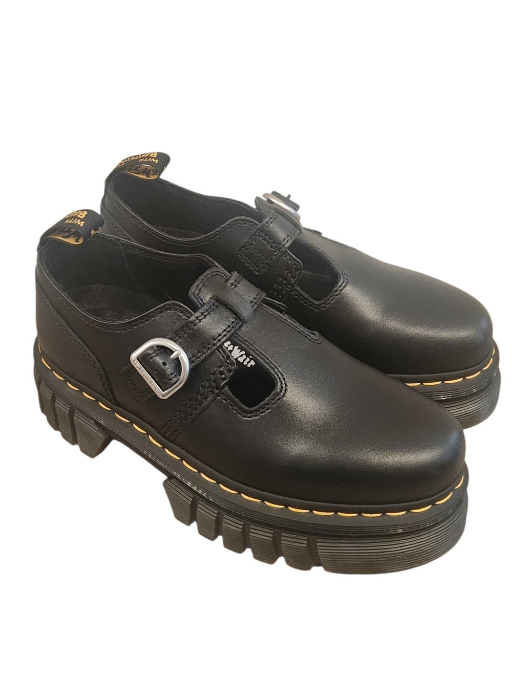 ​Dr Martens Audrick Mary Jane T-Bar Platform Shoes Black Nappa Lux Womens 9 NWOT